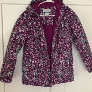 Columbia Kids Puffer Jacket in Purple and Teal Floral